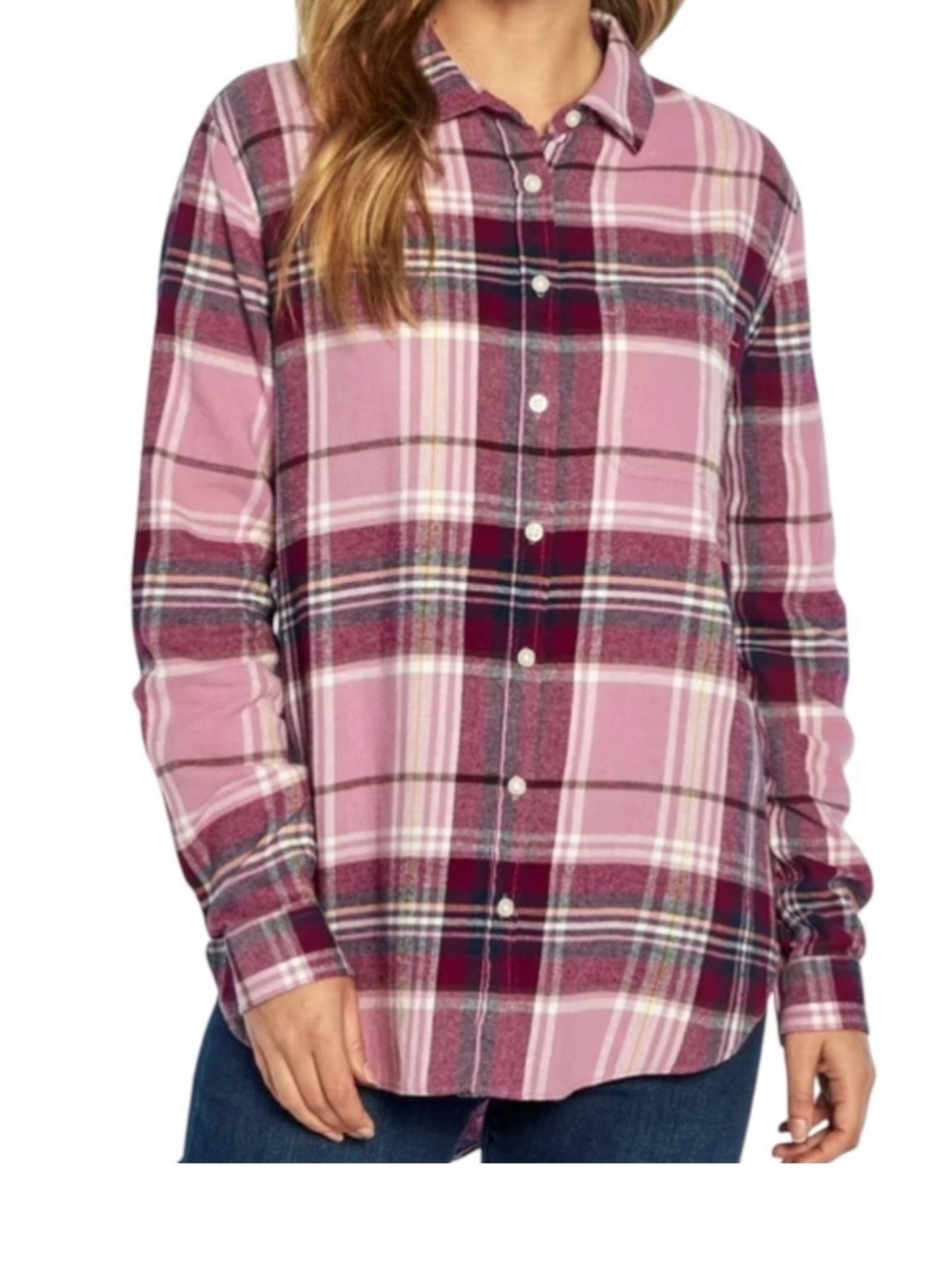 GAP Pink Plaid Button-Down Shirt